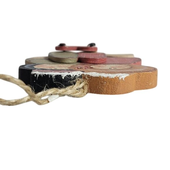 Snowman Couple Wood Ornament Smiling Rustic Farmhouse Folk Art Vintage READ - Picture 5 of 8